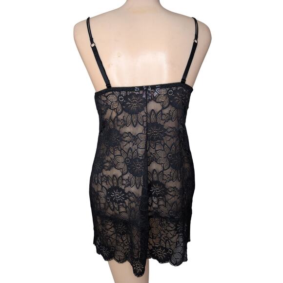 Sheer Floral Lace Silk Mini Lingerie Slip Dress 36B Fairy Grunge Whimsigoth Y2K - Picture 2 of 7